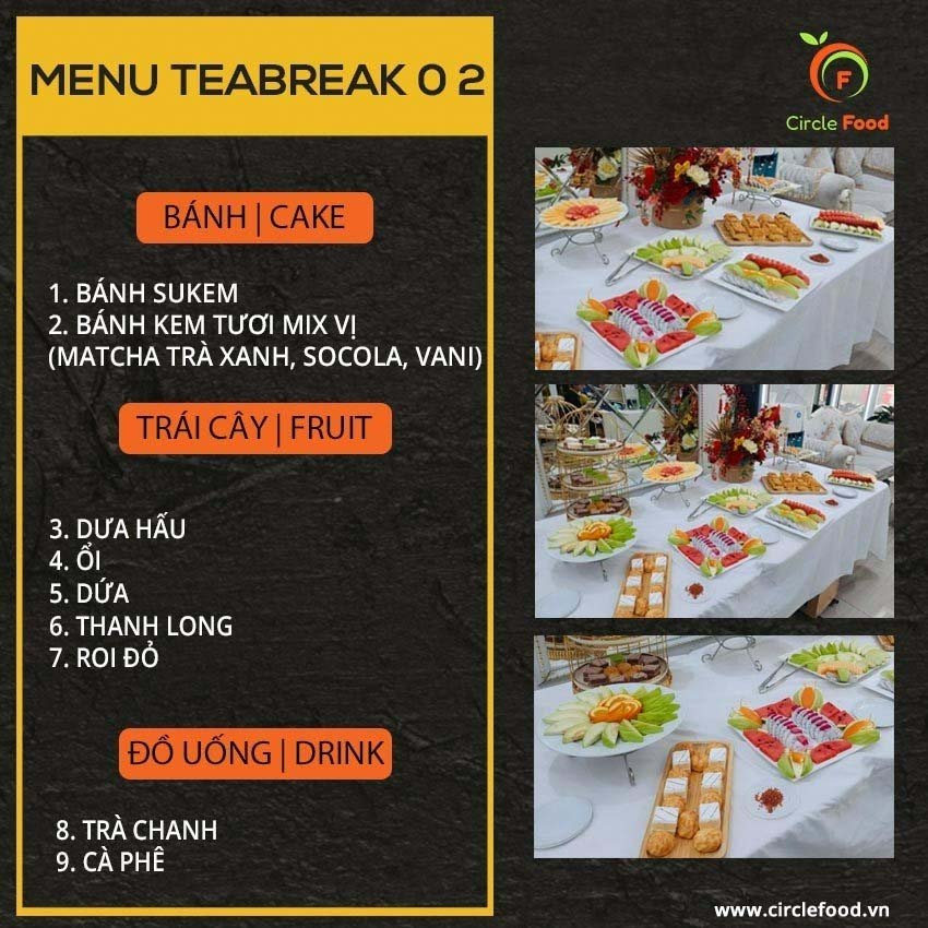 Menu Thực đơn set tiệc Teabreak TB02