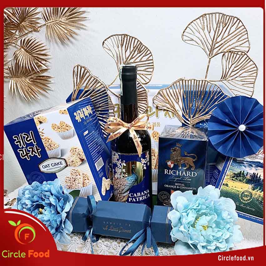 giỏ quà Tết màu xanh dương