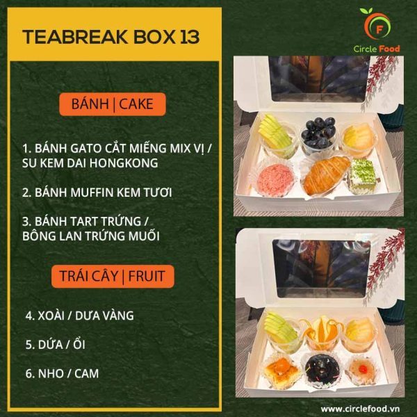 Menu thực đơn teabreak box TBB13