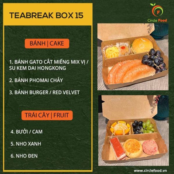 Menu thực đơn teabreak box TBB15