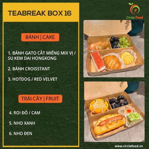 Menu thực đơn teabreak box TBB16