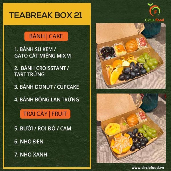 Menu thực đơn teabreak box TBB21