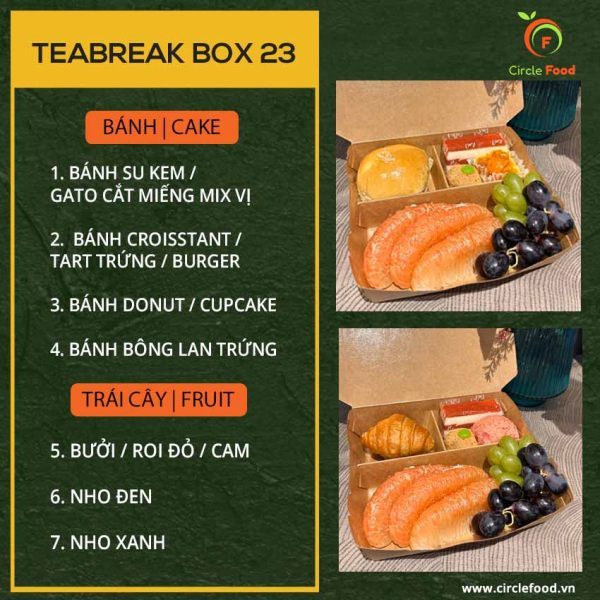 Menu thực đơn teabreak box TBB23